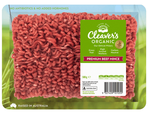 Organic Premium Beef Mince - Cleavers Organic 500g  **pre-frozen**