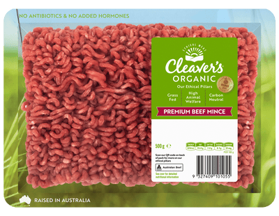 Organic Premium Beef Mince - Cleavers Organic 500g  **pre-frozen**