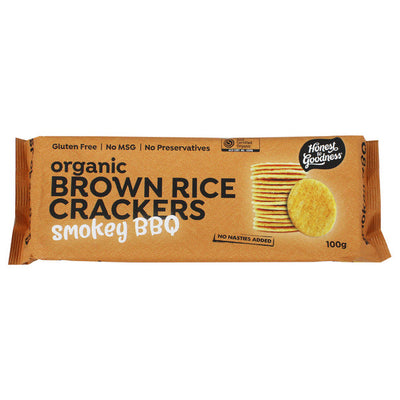 Organic Brown Rice Crackers Smokey BBQ 100g