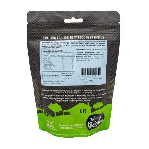 Organic Raw Macadamia Nuts 200g